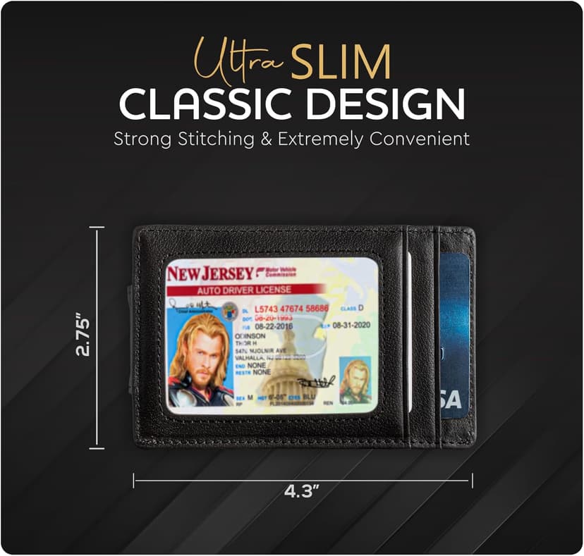 Claasico Money Clip Leather Wallet For Men Slim Front Pocket RFID Blocking with Super Strong Magnetic