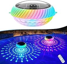 Floating Pool Lights Solar Charged, 7.6 Inch RGB Upper & Lower Color Changing Solar Pool Lights that Float with Dynamic Lighting Effects, IP68 Waterproof Floating Light for Pool Party Decor(1)