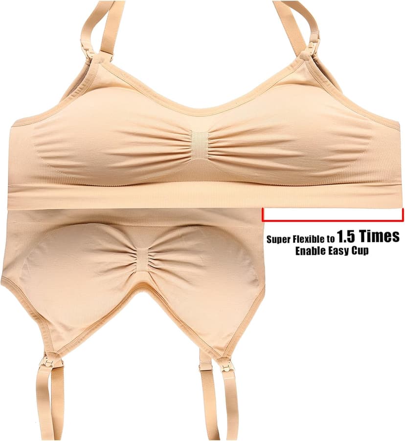 HOFISH 3PACK Full Bust Seamless Nursing Maternity Bras Bralette S-XXL with Extra Bra Extenders & Clips