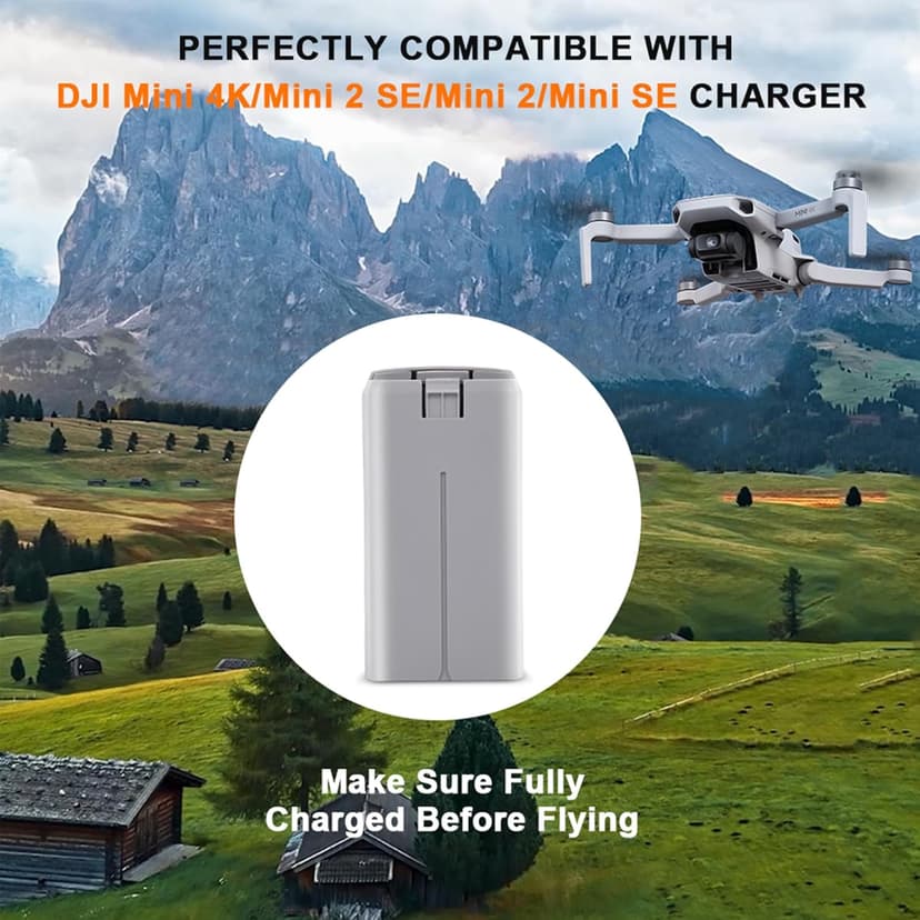 2-Pack Mini 4K Intelligent Flight Battery for DJI Mini 2 / SE / 4K/ 2 SE Drone 2400mah Upgraded Drone Battery Replacement Parts, Up to 31 Minutes of Flying Time