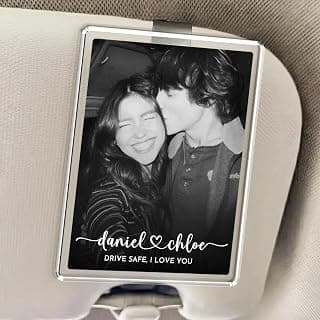 Custom acrylic clip with your photo and message, an anniversary, Valentine's Day or Christmas gift for couples and loved ones Personalized Car Visor Photo Clip, Drive Safe Picture Holder B0GGHG2KHN