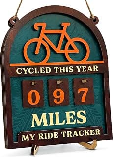 Wooden Yearly Riding Mileage Counter Home Decor, Cyclists Gifts for Men, Bike Mileage Tracker Miles Cycled This Year Tracker Sign Cycling Cool Gifts for Cyclists Men B0H83MDJ3R
