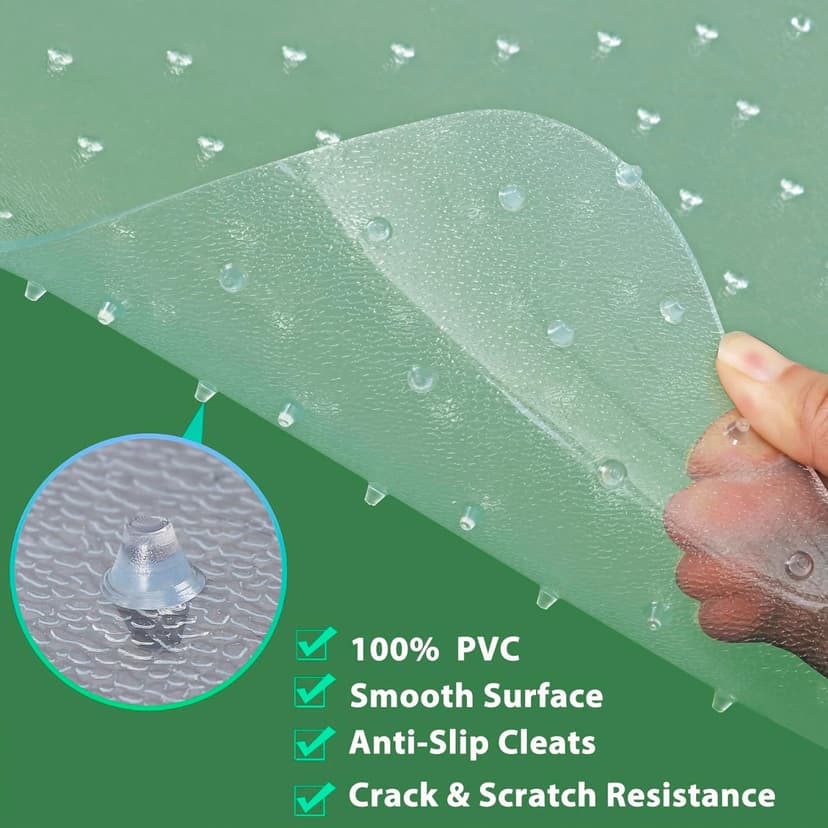 SUPER DEAL Upgraded 48" X 36" Office Chair Mat for Carpet Floor, Non-Slip Under Desk Carpeted Floor Protector, Heavy Duty Clear Plastic Carpet with Lip for Home Office Gaming Chair