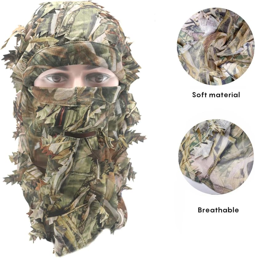 EAmber Ghillie Camouflage Leafy Hat 3D Full Face Mask Headwear Turkey Camo Hunter Hunting Accessories