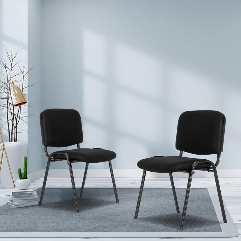 VINGLI Waiting Room Chairs - 5-Pack Black Mesh Church & Conference Room Chairs, Armless Stackable Office Guest & Reception Chairs for Meeting Room & Office Lobby