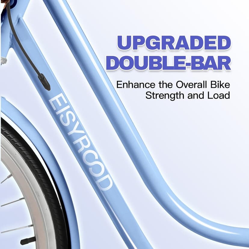 26 Inch Beach Cruiser Bike for Women, Hybrid Womens Bike with 7 Speed, Adjustable Seat, Lightweight Women Beach Cruiser Bike with Anti-Skid Tires, V-Brakes