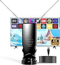 Rabbit Ears TV Antenna Indoor for Smart & Older TVs, HDTV Antenna with Adjustable Dipoles, Long Range VHF/UHF Reception, Supports 4K 1080p, Free Local Channels, Easy Setup, No Monthly Fee