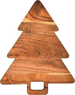 Affinity Decor Organic Acacia kitchen Cutting Chopping Board Platter Wine Holder with Handles for Butcher Block Cheese and Vegetables Fruit & Salad (Christmas Tree Board 14"L x 11"W)