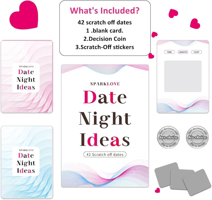 Couple Gifts and Valentine Day Gifts, Date Night Ideas Cards, 42 Romantic Scratch Off Date Card Gifts for Couples, Gifts for Girlfriend and Boyfriend, His or Her Gifts, Gifts for Wife, Husband
