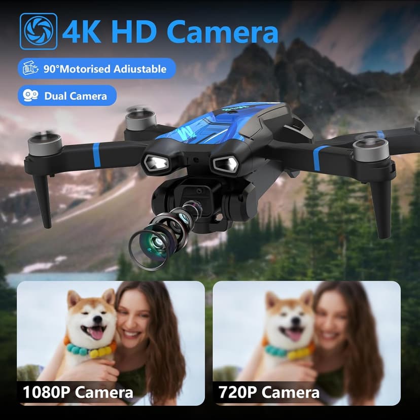 M18LCD Drone with 4K Camera for Adults Drone with Screen on Controller Brushless Motor Optical Flow Positioning Headless Mode One Key Takeoff/Landing RC Quadcopter for Beginners Adults Gifts