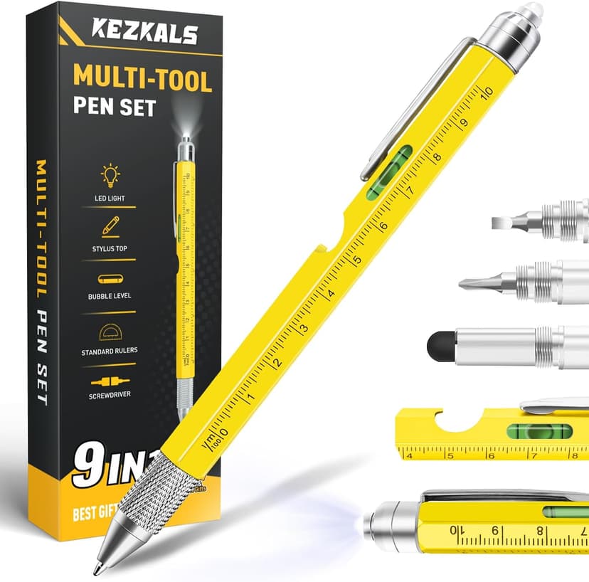 Birthday Gifts for Mens, 9-1 Multi Tool Pen, Mens Gift for Him Dad Husband, Anniversary Christmas Gift for Him, Cool Gadgets KEZKALS Gifts for Men 9 in 1 Multitool Pen Stocking Stuffers for Men Adults B09QM6GZ4R