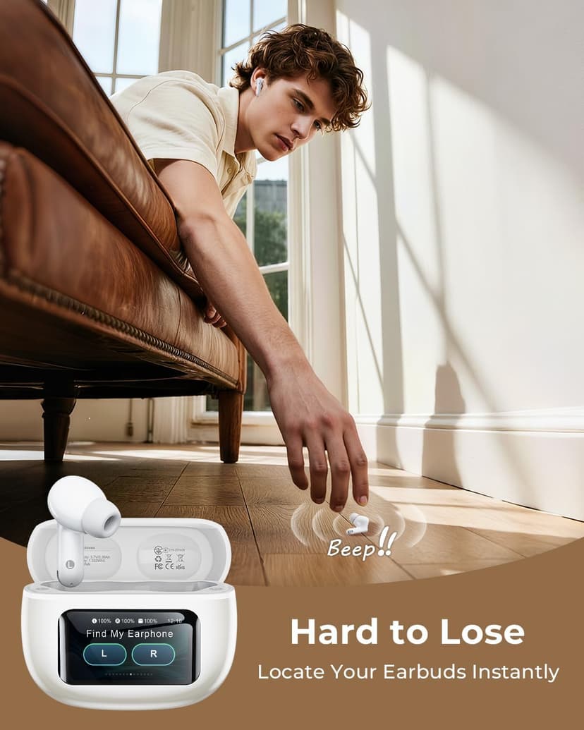 Wireless Earbuds, Ear Buds Active Noise Cancelling with Charging Case, 6.0 Bluetooth Earbuds with AI Clear Calls, 40H Playtime for Sports & Working, Stereo Sound Headphones for iPhone/Android/iPad