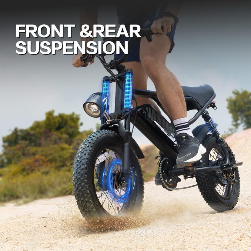 Electric Bike, 16'' Fat Tire E-Bike for Teens/Adults, 500W Small E-Bike with 36V/12.8Ah Removable Battery, Up to 22MPH, 45 Mile Range, Electric Dirt/Mountain Bike for Woman/Men A13