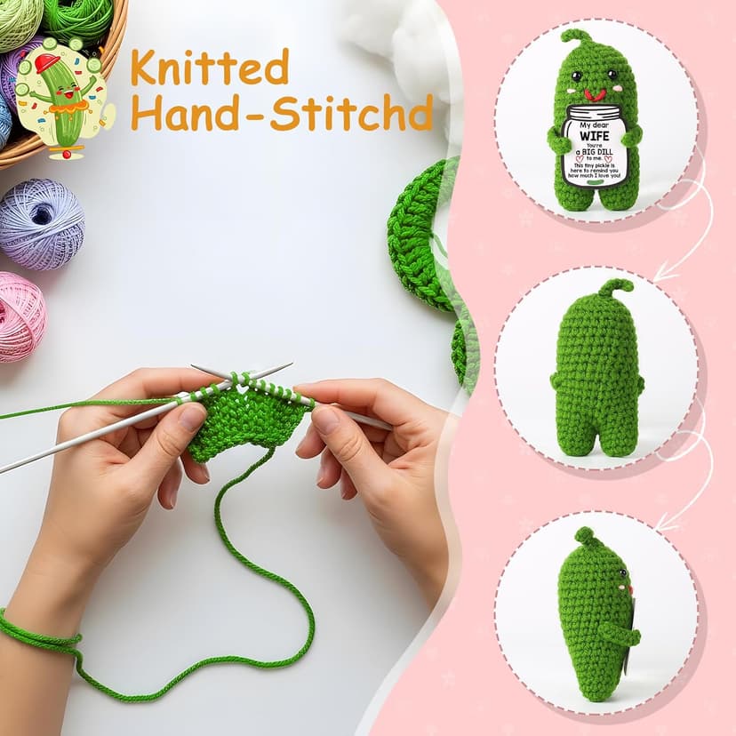 to My Wife Romantic Anniversary Wedding Gifts for Wife I Love My Wife Birthday Gift Ideas for Women Best Wife Present Gifts for Wife, Anniversary Birthday Gifts for Wife Handmade Crochet Pickle B0F18KSP6S