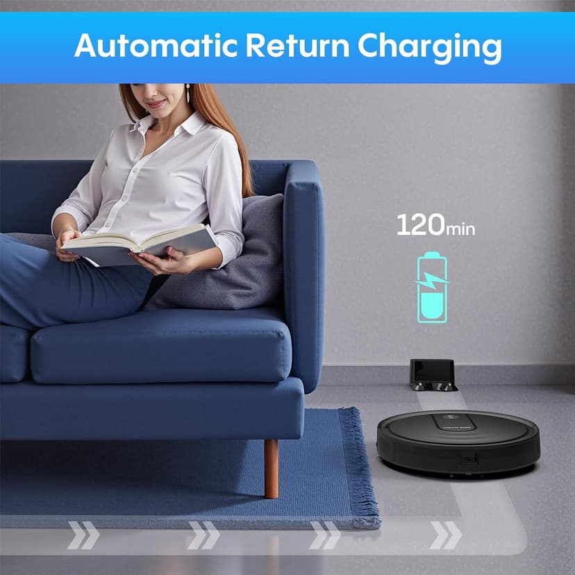 Bagotte Robot Vacuum and Mop Combo,5000Pa Robotic Vacuum with Schedule,4 in 1 Robotic Vacuum Cleaner, Quiet Slim,Self-Charging,Wi-Fi/Voice/App,Perfect for Pet/Hard Floors,/Carpet