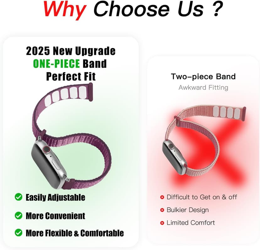 6 Pack Nylon Sport Loop Band Compatible with Apple Watch Band 38mm 40mm 41mm 42mm 44mm 45mm 46mm 49mm Women Men, Soft Adjustable Braided Replacement Straps for iWatch Series 11 10 9 8 7 6 5 4 3 2 1 SE Ultra