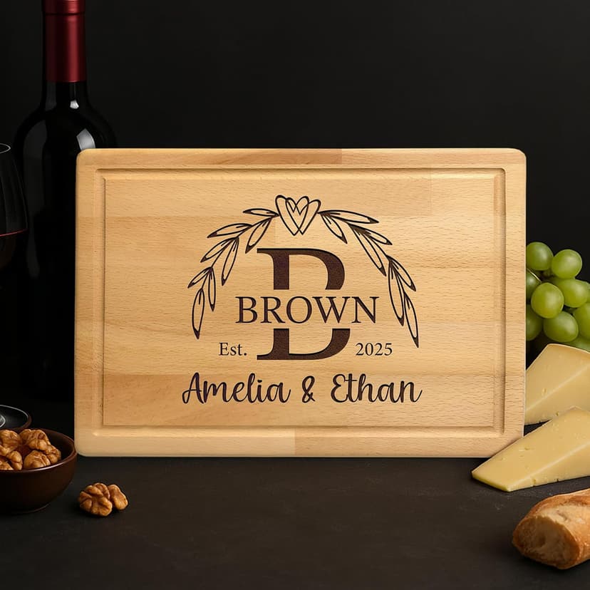 Personalized Cutting Board – Custom Wood Cutting Board for Kitchen – Engagement Gifts for Couples, Bridal Shower, Anniversary, Wedding or Housewarming Gift Idea