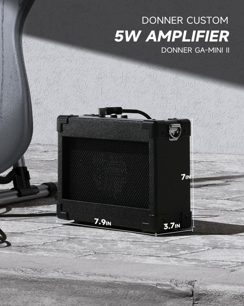 DONNER DST-80 Left-Handed Electric Guitar 39” Beginner Electric Guitar Kit with Amp, Classic SSS Pickup Complete with Gig Bag, Tuner, Capo, Strap, Picks, and Free Online Lessons, Matte Black