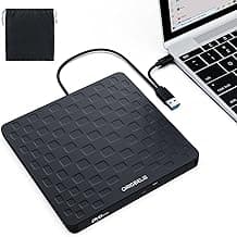 ORIGBELIE External CD DVD Drive for Laptop, USB 3.0 Type-C Ultra Slim 13mm DVD Player Portable CD DVD +/-RW Drive CD Burner Reader Writer Recorder for Desktop PC Windows 11/10/8/7 Linux Mac OS (Black)