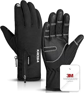 krosa 5-Layer Winter Gloves for Men & Women Made with 3M Thinsulate, -10℉ Waterproof Work Gloves for Cold Weather, Snow Ski Gloves with 10 Touchscreen Fingers
