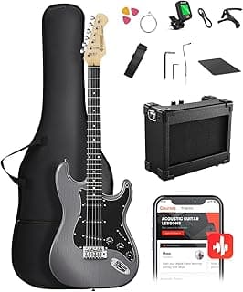 DONNER DST-80 Electric Guitar 39” Beginner Electric Guitar Kit with Amp, Classic SSS Pickup Complete with Gig Bag, Tuner, Capo, Strap, Picks, and Free Online Lessons