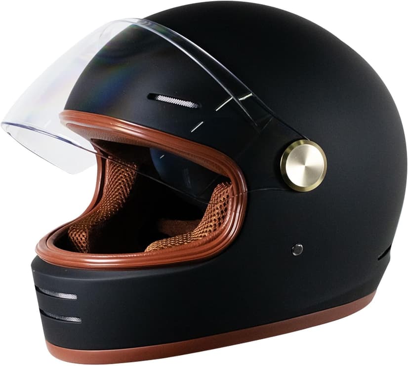 Retro Motorcycle Helmet for Adults?Vintage Full Face Helmet with Ventilation System, Waterproof Design for Motorcycle Riding