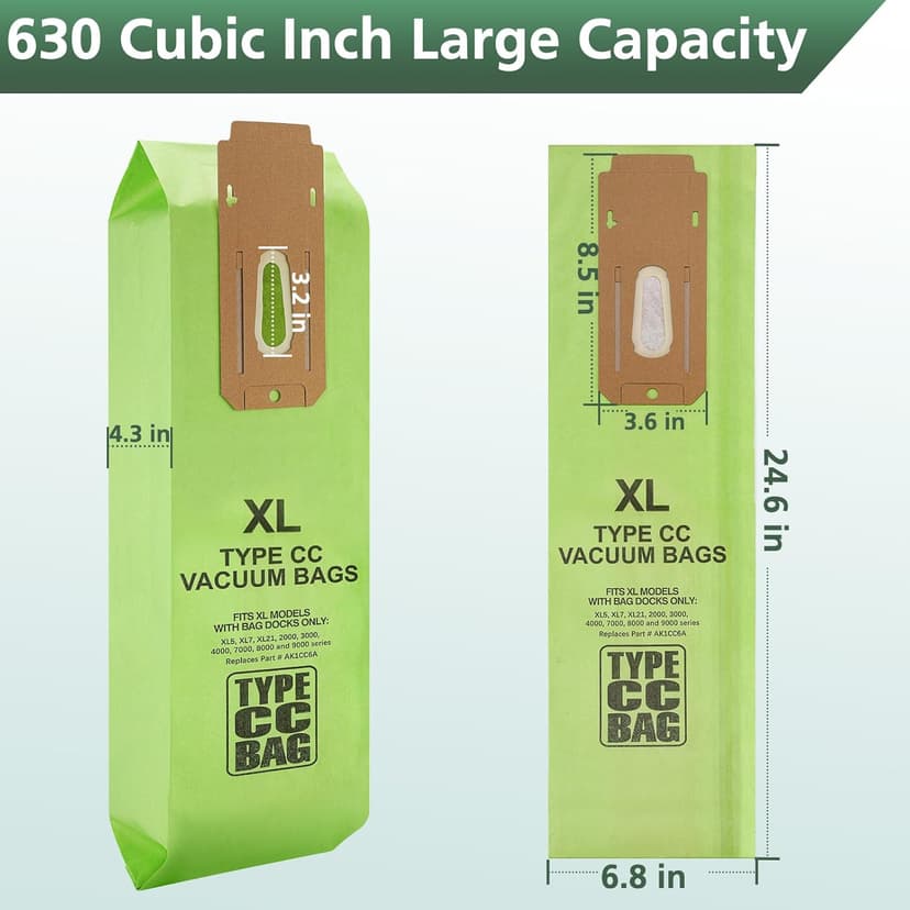 16 Packs Vacuum Bags for Oreck Type CC, Compatible with All Oreck XL Upright Vacuum Cleaner - Replaces Part # CCPK8DW