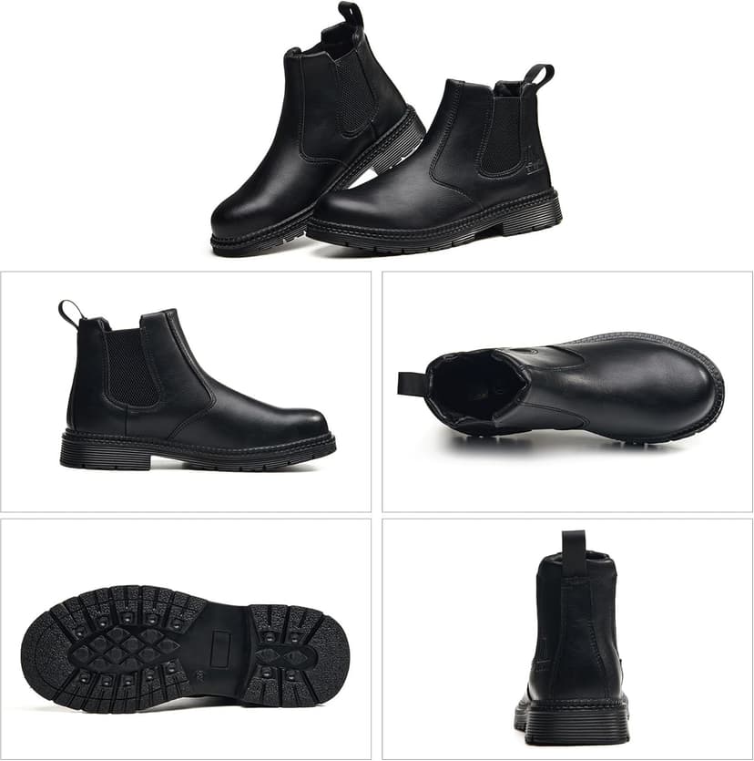 ZBVB Unisex-Adults Steel Toe Chelsea Boots, Men's Industrial Construction Shoes, Waterproof, Lightweight, Comfortable, Non-slip Safety Boots