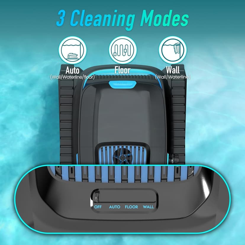 (2026 Upgraded) Robotic Pool Cleaner, Cordless Pool Vacuum for Inground & Above Ground Pools, 120-Min Battery Life, 5000 GPH Suction, Cleans Floor/Wall/Waterline, for Up to 1800 Sq.Ft Pool,Deep Black.
