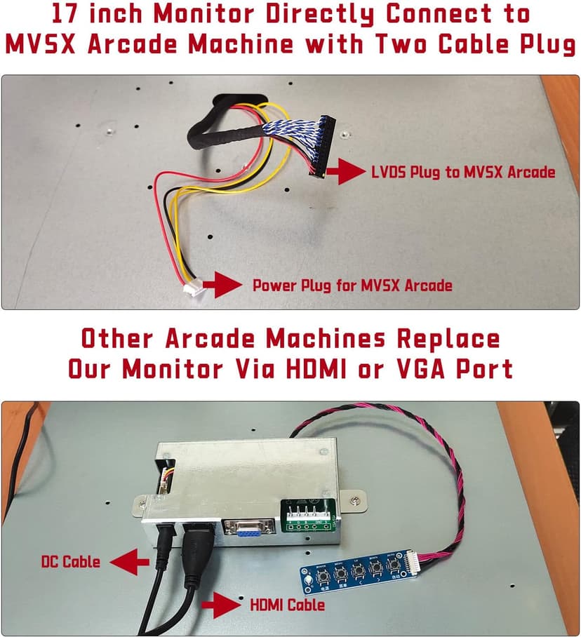 UNICO 17 inch Phoenix Monitor Replacement for Arcade Machine, 1280 * 1024 Pixels Arcade Screen for HDMI/VGA/CG/EGA Retro Game Cabinet