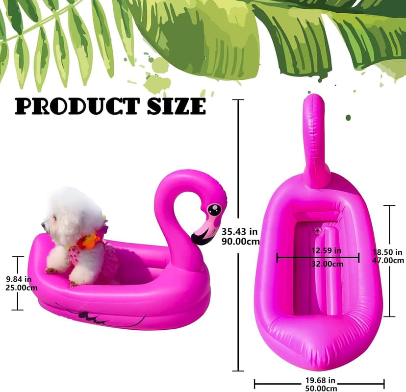 Dog Pool Float, Funny 6-in-1 Inflatable Dog Floats for Pool, Pet Floatie Raft for Small Dogs, Puppy and Doggies, Pink Flamingo