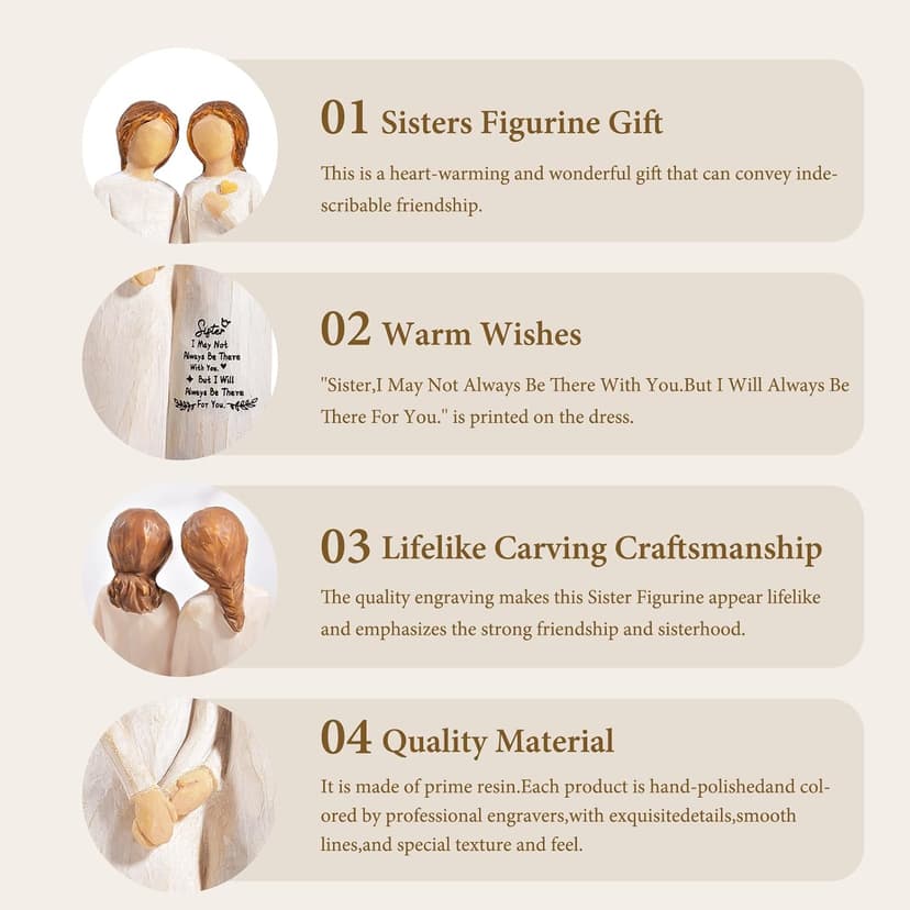 Sister Gifts for Women,4.90” Sister Gifts Figurine for Best Friend,Sister Birthday Gifts,Sisters Gifts from Sister,Women Gifts for Sister and Best Friend on Birthday and Sisters' Day