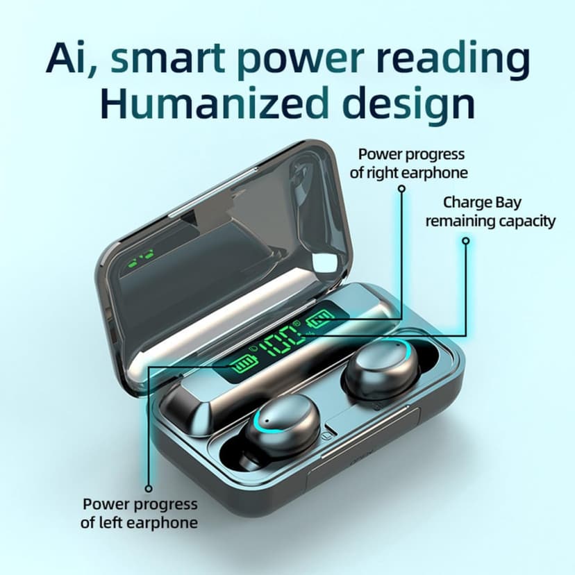 BSWLMDD Wireless Earbuds, Bluetooth 5.3 Headphones, Touch Control Noise Cancellation, HiFi Stereo with LED Display Charging Case, Suitable for Fitness/Running/Work