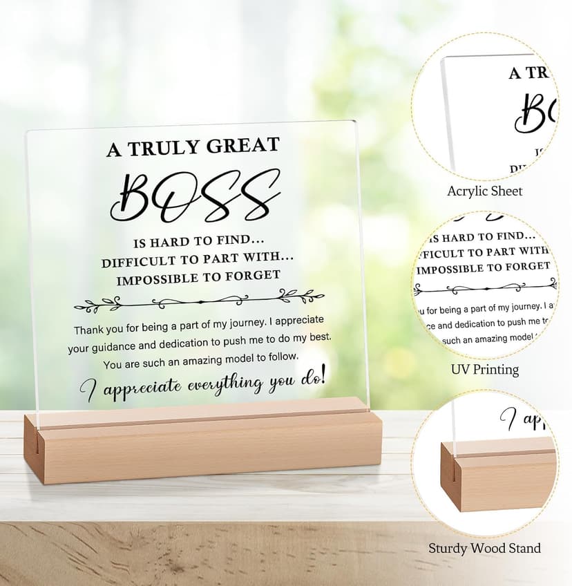 Best Birthday Thank You Retirement Farewell Gifts for Female Boss Leader, Boss Inspirational Gifts Appreciation Keepsake Funnli Boss Gifts for Women Men, Bosses Day Gifts for Boss Lady Plaque B0C6XJX64Z