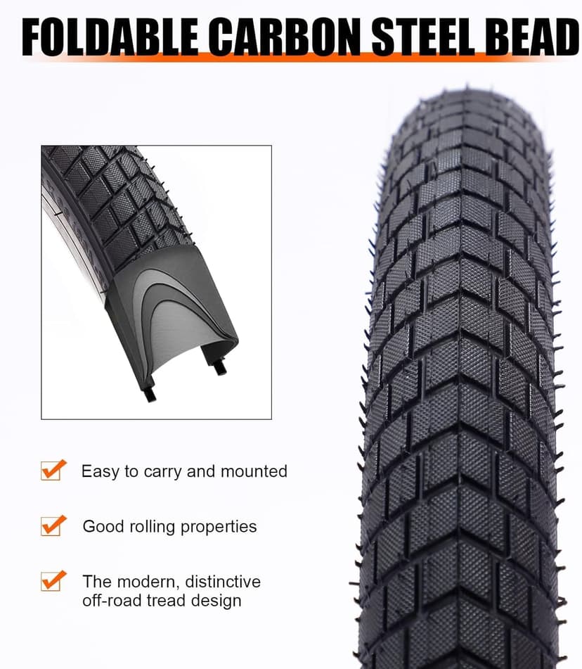 12/16/20x2.125 Bike Tires 1/2 Pack 12/16/20 Inch Kids Folding Replacement Tire/Tube Suitable for Tires 12/20x2.1 12/16/20x2. 125 12/20x2.25, Multiple Colors