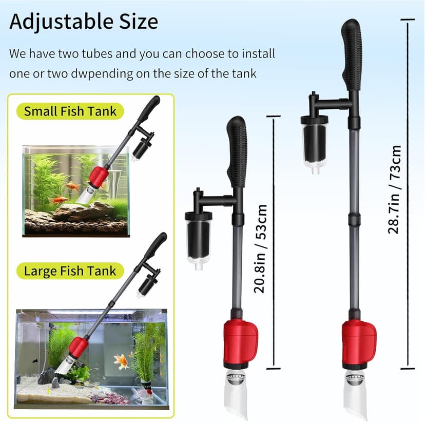Electric Aquarium Vacuum Gravel Cleaner, 36W 6 in 1 Multifuction Automatic Fish Tank Gravel Cleaner Vacuum for Wash Sand & Water Changer