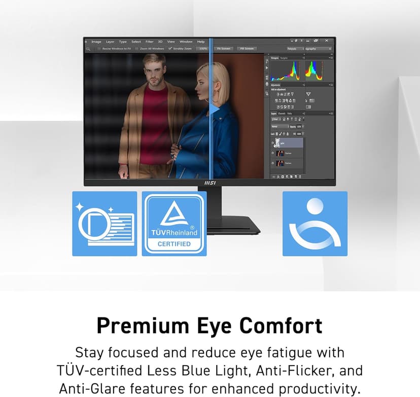 msi PRO MP273Q E7 27-inch IPS 2560 x 1440 (QHD) Computer Monitor, 75Hz,Adaptive-Sync, HDMI, DP Port, VESA Mountable, Tilt, Speaker, 1ms, Black