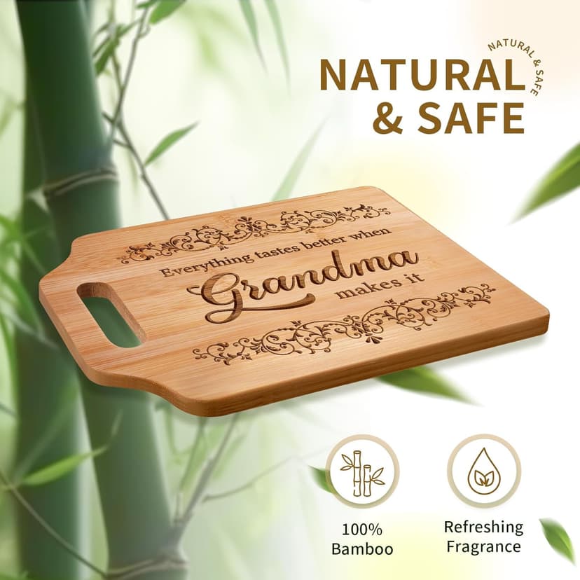 AceThrills Grandma Gifts for Grandma Birthday Gifts from Grandkids for Christmas, Mother's Day - Engraved Bamboo Cutting Board 12.3"L x 8.7"W x 0.4"Th (Everything Tastes Better)