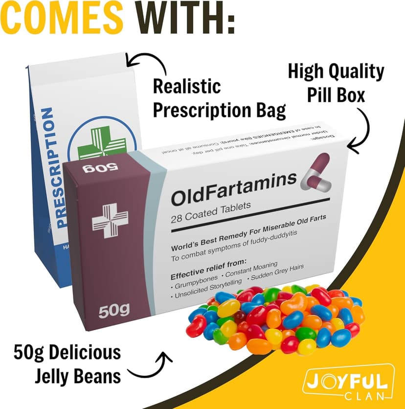 Funny Prank Pill Box with Sweets, Gag Gifts for Men, 20th 30th 40th 50th 60th 70th Birthday Gifts for Him, Novelty Joke Birthday Gifts for Boyfriend, Birthday Gift Hamper for Her