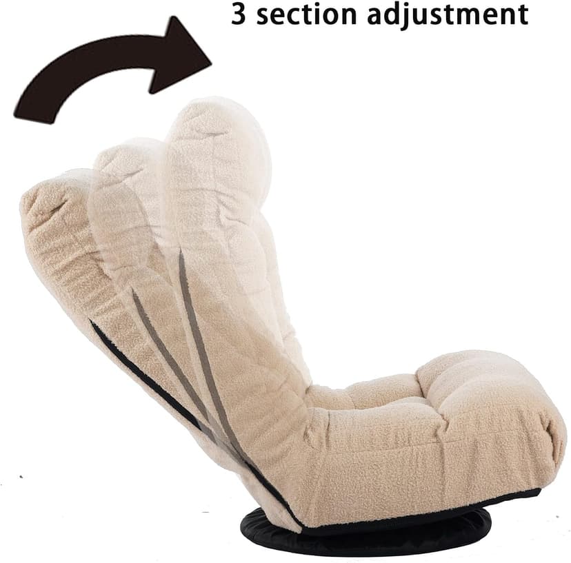 Swivel Lazy Floor Chair with Ottoman, Adjustable Reclining Floor Lounger with Back Support, Comfy Tatami Sofa Seat for Adults Bedroom & Gaming