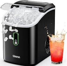 Silonn Nugget Ice Maker Countertop, Pellet Ice Machine with Self-Cleaning Function, Sonic Ice Maker Produces 36lbs of Chewable Ice in 24 Hours, Ideal for Home Kitchen and Office (Black)