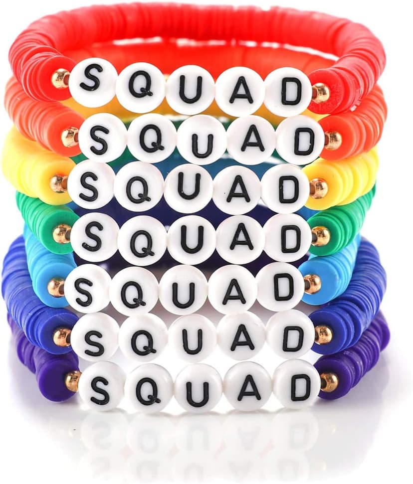 Rainbow Heishi Surfer Bracelets Set for Women Stackable Clay Beaded Bracelets Disc Stretch Preppy Bracelets Layering Colorful Friendship Bracelets Team Cheer Bulk Boho Summer Beach Jewelry Gift