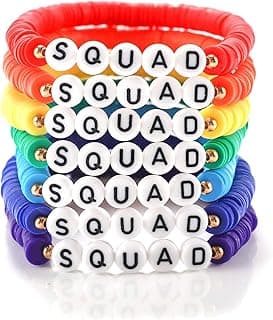 Rainbow Heishi Surfer Bracelets Set for Women Stackable Clay Beaded Bracelets Disc Stretch Preppy Bracelets Layering Colorful Friendship Bracelets Team Cheer Bulk Boho Summer Beach Jewelry Gift