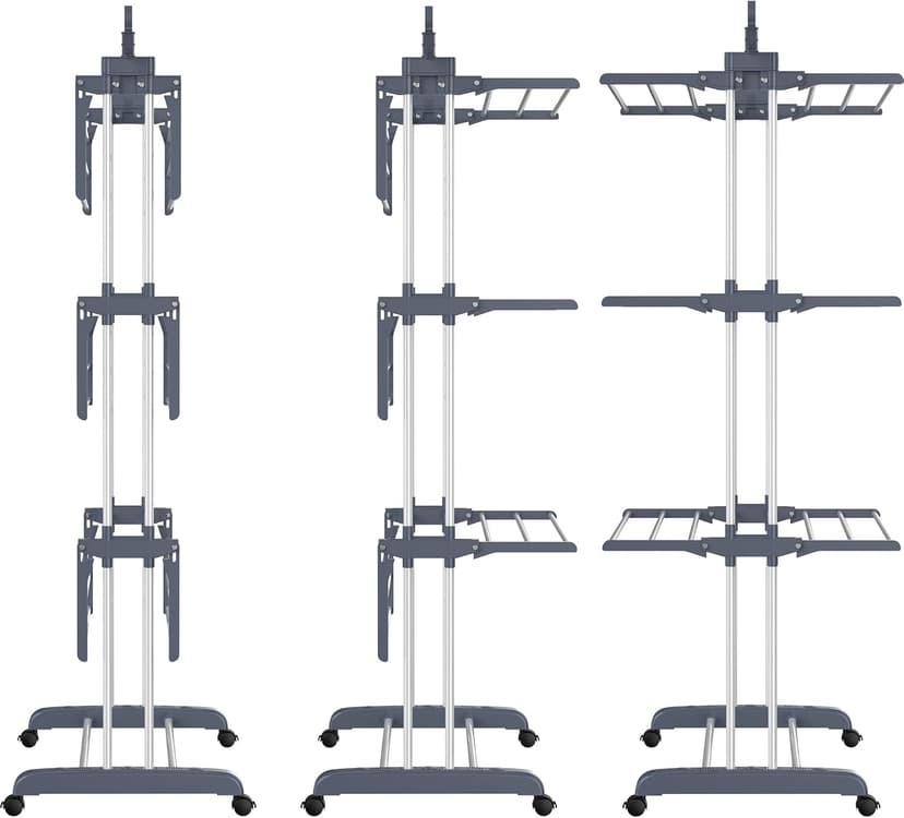 HOMIDEC Clothes Drying Rack, Oversized 4-Tier(67.7" High) Foldable Stainless Steel Drying Rack Clothing, Movable Drying Rack with 4 castors, 24 Drying Poles and 14 Hooks for Bed Linen, Clothing, Grey