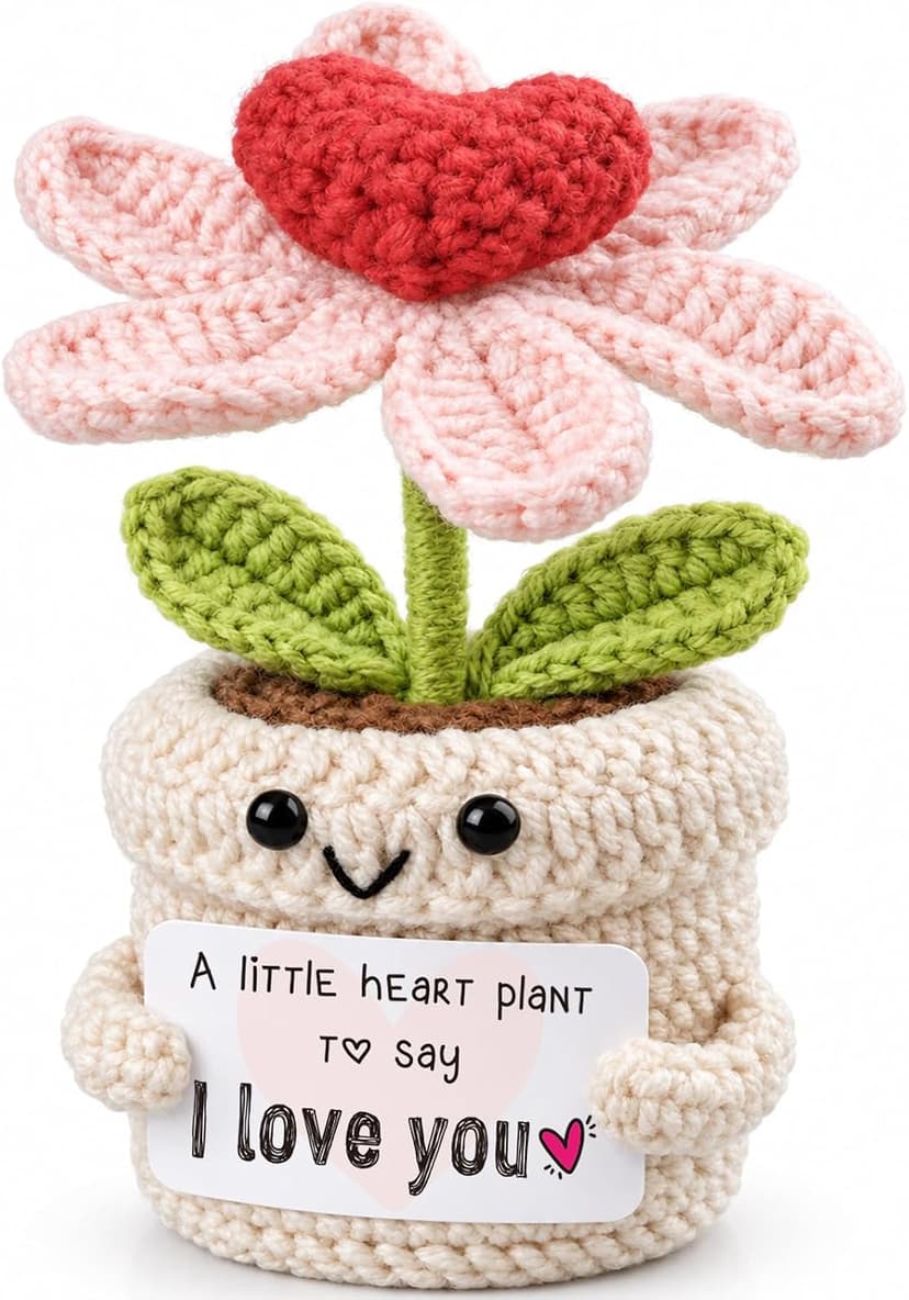 Gifts for Him Her Boyfriend Girlfriend - Crochet Flower with I Love You Message - Valentines , Engagement, Anniversary Wedding Birthday Gift for Wife, Husband, Couple, Fiancee-Father's Day Present