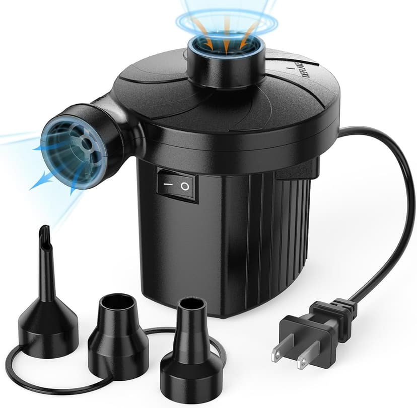 Electric Air Pump for Inflatables,Portable Quick-Fill Air Pump with 3 Nozzles,110-120V, Inflator & Deflator Pumps for Outdoor Camping, Air Mattress Beds,Boats,Inflatable Cushion,Couch,Pool Floats