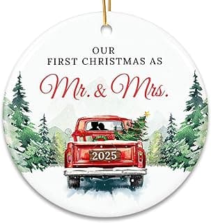 ZAGKOO First Christmas Married Ornament 2025 - Wedding Gifts for Couples 2025 - Mr and Mrs Gifts - Wedding Gift - Bridal Shower Gift for Married Newlywed Couples Bride Him Her - 1st Christmas Keepsake