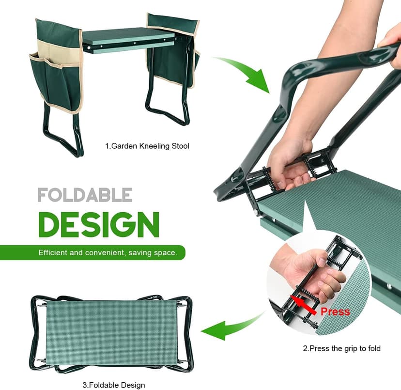 KVR Upgraded Garden Kneeler and Seat with Thicken & Widen Soft Kneeling Pad,Heavy Duty Foldable Gardener Stool with 2 Tool Pouches,Gardening Gifts for Women Mom Men Seniors¡­… B0972Y5LTY