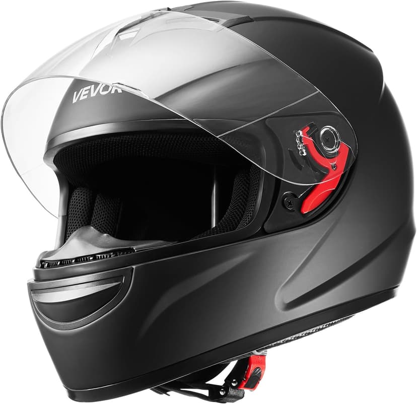 VEVOR Full Face Motorcycle Helmet DOT Approved, Dual Visor & Interchangeable Lens, Smart Street ABS Helmet Comfortable Motocross Helmet, Fit for Youth & Adults