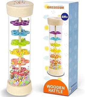 Rain Stick Montessori Baby Toys for 6-12 Months 1 Year Old, Wooden Rainmaker Infant Musical Sensory Toy, Baby Shower Gift for Newborn Toddler Boys Girls, 7.7" B0CJRKHYRJ